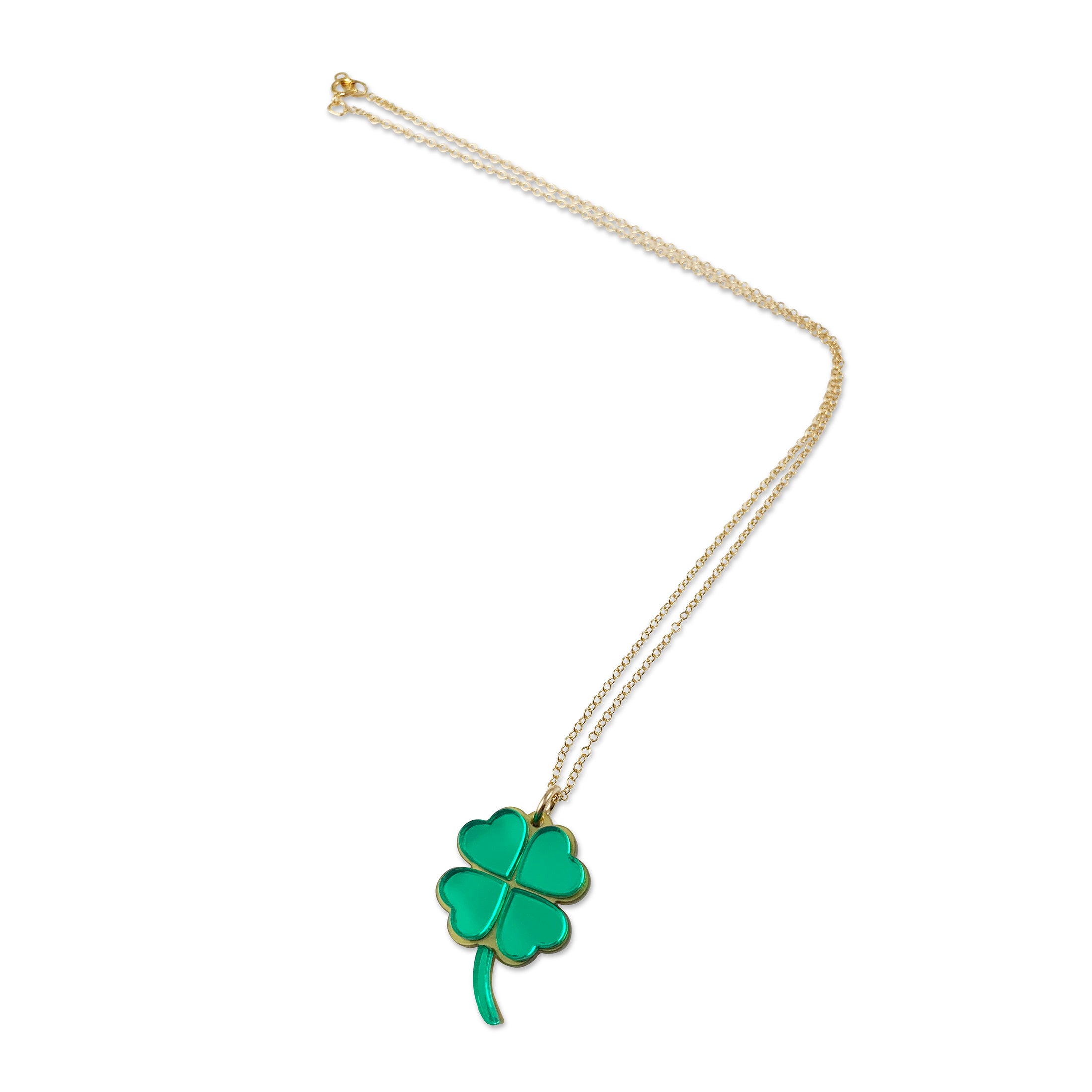 Black Four Leaf Clover Necklace — LittleSilverJewelry
