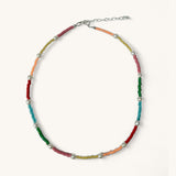 Jennifer Loiselle Japanese multi-coloured glass seed bead and pearl handmade necklace