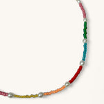 Jennifer Loiselle Japanese multi-coloured glass seed bead and pearl handmade necklace