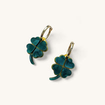 Jennifer Loiselle laser cut acrylic four leaf clover hoop earrings