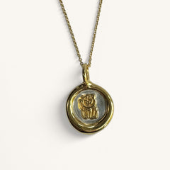 Jennifer Loiselle Lucky Cat Necklace in silver and gold vermeil